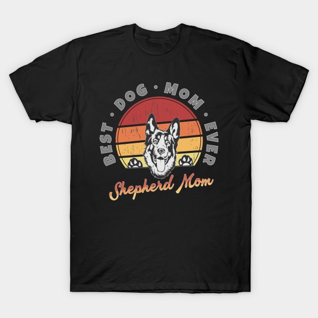 German Shepherd Mom Retro Sunset T-Shirt by RamoryPrintArt